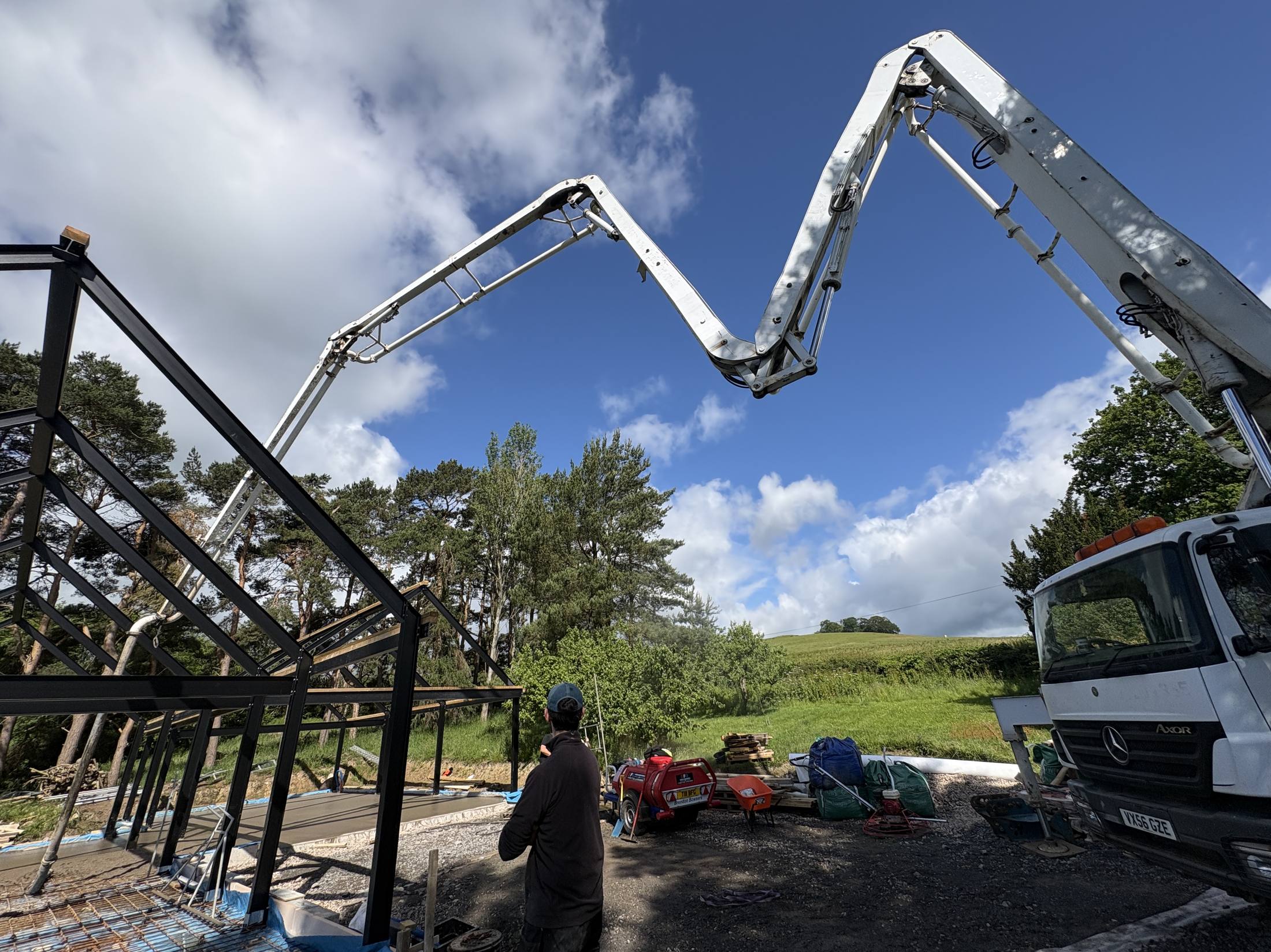 Boom pump working on site